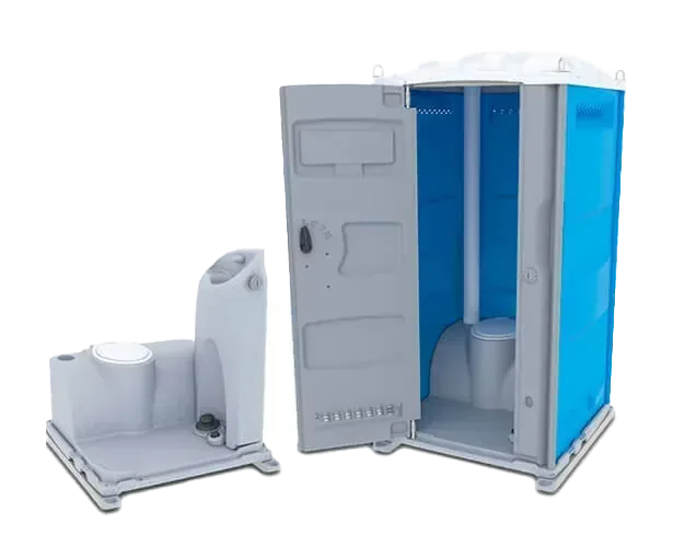 Portable toilet showcasing a sink inside